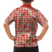 Red Palaka Hawaii Mele Kalikimaka Family Matching Tank Maxi Dress and Hawaiian Shirt Ohia Lehua Shell Leis Funny Gingerbread Santa - Polynesian Pride