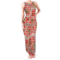 Red Palaka Hawaii Mele Kalikimaka Family Matching Tank Maxi Dress and Hawaiian Shirt Ohia Lehua Shell Leis Funny Gingerbread Santa - Polynesian Pride
