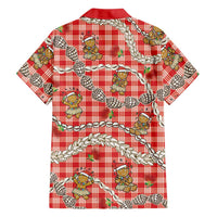 Red Palaka Hawaii Mele Kalikimaka Hawaiian Shirt Ohia Lehua Shell Leis Funny Gingerbread Santa LT14 - Polynesian Pride