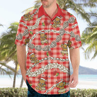 Red Palaka Hawaii Mele Kalikimaka Hawaiian Shirt Ohia Lehua Shell Leis Funny Gingerbread Santa LT14 - Polynesian Pride