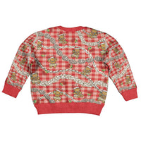 Red Palaka Hawaii Mele Kalikimaka Kid Ugly Christmas Sweater Ohia Lehua Shell Leis Funny Gingerbread Santa - Polynesian Pride