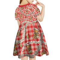 Red Palaka Hawaii Mele Kalikimaka Kid Short Sleeve Dress Ohia Lehua Shell Leis Funny Gingerbread Santa LT14 - Polynesian Pride