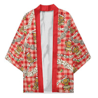 Red Palaka Hawaii Mele Kalikimaka Kimono Ohia Lehua Shell Leis Funny Gingerbread Santa LT14 Unisex Red - Polynesian Pride