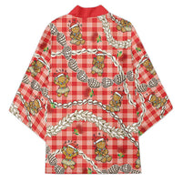 Red Palaka Hawaii Mele Kalikimaka Kimono Ohia Lehua Shell Leis Funny Gingerbread Santa LT14 - Polynesian Pride