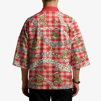 Red Palaka Hawaii Mele Kalikimaka Kimono Ohia Lehua Shell Leis Funny Gingerbread Santa LT14 - Polynesian Pride