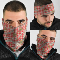 Red Palaka Hawaii Mele Kalikimaka Neck Gaiter Ohia Lehua Shell Leis Funny Gingerbread Santa LT14 - Polynesian Pride