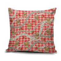 Red Palaka Hawaii Mele Kalikimaka Pillow Cover Ohia Lehua Shell Leis Funny Gingerbread Santa LT14 Red - Polynesian Pride