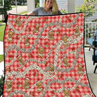 Red Palaka Hawaii Mele Kalikimaka Quilt Ohia Lehua Shell Leis Funny Gingerbread Santa - Polynesian Pride