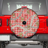 Red Palaka Hawaii Mele Kalikimaka Spare Tire Cover Ohia Lehua Shell Leis Funny Gingerbread Santa - Polynesian Pride