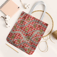 Red Palaka Hawaii Mele Kalikimaka Tote Bag Ohia Lehua Shell Leis Funny Gingerbread Santa LT14 White Strap One Size Red - Polynesian Pride
