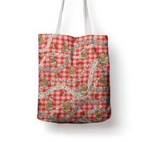 Red Palaka Hawaii Mele Kalikimaka Tote Bag Ohia Lehua Shell Leis Funny Gingerbread Santa LT14 - Polynesian Pride