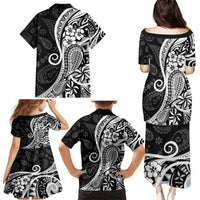 Black Polynesia Paisley Family Matching Puletasi Dress and Hawaiian Shirt Polynesian With Tropical Flowers LT14 - Polynesian Pride