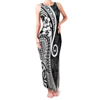 Black Polynesia Paisley Family Matching Tank Maxi Dress and Hawaiian Shirt Polynesian With Tropical Flowers LT14 Mom's Dress Black - Polynesian Pride