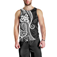 Black Polynesia Paisley Men Tank Top Polynesian With Tropical Flowers LT14 - Polynesian Pride