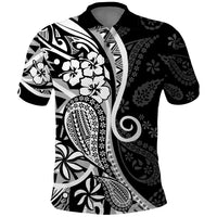 Black Polynesia Paisley Polo Shirt Polynesian With Tropical Flowers LT14 Black - Polynesian Pride