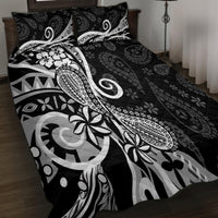 Black Polynesia Paisley Quilt Bed Set Polynesian With Tropical Flowers LT14 - Polynesian Pride