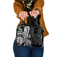 Black Polynesia Paisley Shoulder Handbag Polynesian With Tropical Flowers LT14 One Size Black - Polynesian Pride