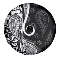 Black Polynesia Paisley Spare Tire Cover Polynesian With Tropical Flowers LT14 - Polynesian Pride