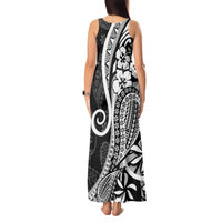 Black Polynesia Paisley Tank Maxi Dress Polynesian With Tropical Flowers LT14 - Polynesian Pride