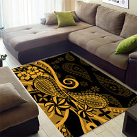 Gold Polynesia Paisley Area Rug Polynesian With Tropical Flowers LT14 - Polynesian Pride