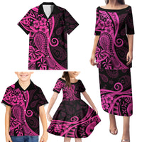 Pink Polynesia Paisley Family Matching Puletasi Dress and Hawaiian Shirt Polynesian With Tropical Flowers LT14 - Polynesian Pride