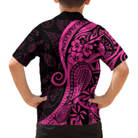 Pink Polynesia Paisley Family Matching Tank Maxi Dress and Hawaiian Shirt Polynesian With Tropical Flowers LT14 - Polynesian Pride