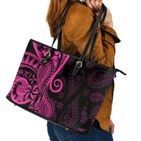 Pink Polynesia Paisley Leather Tote Bag Polynesian With Tropical Flowers LT14 - Polynesian Pride
