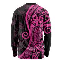 Pink Polynesia Paisley Long Sleeve Shirt Polynesian With Tropical Flowers LT14 - Polynesian Pride