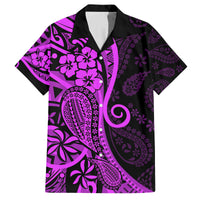 Polynesia Paisley Family Matching Puletasi Dress and Hawaiian Shirt Polynesian With Tropical Flowers - Purple LT14 Dad's Shirt - Short Sleeve Purple - Polynesian Pride