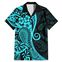 Polynesia Paisley Family Matching Mermaid Dress and Hawaiian Shirt Polynesian With Tropical Flowers - Turquoise LT14 Dad's Shirt - Short Sleeve Turquoise - Polynesian Pride