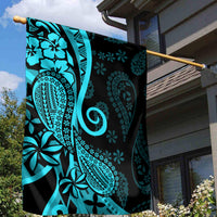 Polynesia Paisley Garden Flag Polynesian With Tropical Flowers - Turquoise LT14 - Polynesian Pride