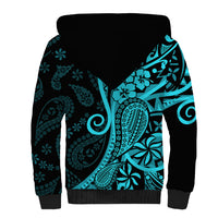 Polynesia Paisley Sherpa Hoodie Polynesian With Tropical Flowers - Turquoise LT14 - Polynesian Pride