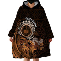 Talofa Samoa Wearable Blanket Hoodie Samoan Kava Bowl Siapo Pattern - Brown LT14 - Polynesian Pride