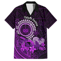Purple Talofa Samoa Family Matching Tank Maxi Dress and Hawaiian Shirt Samoan Kava Bowl Siapo Pattern LT14 Dad's Shirt - Short Sleeve Purple - Polynesian Pride