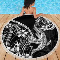 Black Aloha Hawaii Beach Blanket Polynesian Shark Tattoo With Plumeria LT14 - Polynesian Pride