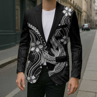 Black Aloha Hawaii Blazer Polynesian Shark Tattoo With Plumeria LT14 - Polynesian Pride