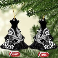 Black Aloha Hawaii Ceramic Ornament Polynesian Shark Tattoo With Plumeria LT14 Christmas Tree Black - Polynesian Pride