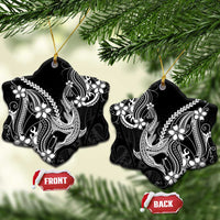 Black Aloha Hawaii Ceramic Ornament Polynesian Shark Tattoo With Plumeria LT14 Snow Flake Black - Polynesian Pride