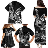 Black Aloha Hawaii Family Matching Puletasi and Hawaiian Shirt Polynesian Shark Tattoo With Plumeria - Polynesian Pride