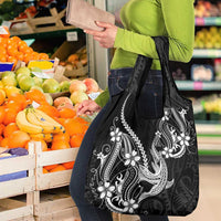 Black Aloha Hawaii Grocery Bag Polynesian Shark Tattoo With Plumeria LT14 - Polynesian Pride