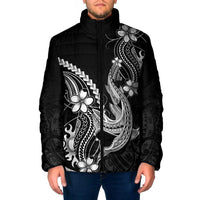 Black Aloha Hawaii Padded Jacket Polynesian Shark Tattoo With Plumeria LT14 Men Black - Polynesian Pride