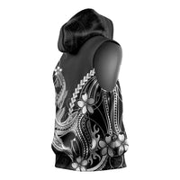 Black Aloha Hawaii Sleeveless Hoodie Polynesian Shark Tattoo With Plumeria LT14 - Polynesian Pride