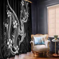 Black Aloha Hawaii Window Curtain Polynesian Shark Tattoo With Plumeria LT14 - Polynesian Pride