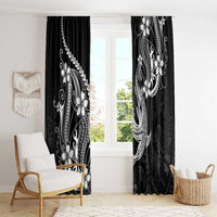 Black Aloha Hawaii Window Curtain Polynesian Shark Tattoo With Plumeria LT14 - Polynesian Pride