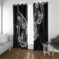Black Aloha Hawaii Window Curtain Polynesian Shark Tattoo With Plumeria LT14 With Grommets Black - Polynesian Pride