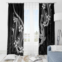 Black Aloha Hawaii Window Curtain Polynesian Shark Tattoo With Plumeria LT14 - Polynesian Pride