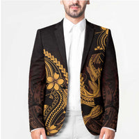 Gold Black Aloha Hawaii Blazer Polynesian Shark Tattoo With Plumeria LT14 - Polynesian Pride