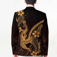 Gold Black Aloha Hawaii Blazer Polynesian Shark Tattoo With Plumeria LT14 - Polynesian Pride