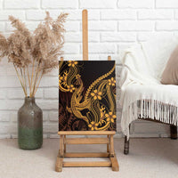 Gold Black Aloha Hawaii Canvas Wall Art Polynesian Shark Tattoo With Plumeria - Polynesian Pride