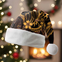 Gold Black Aloha Hawaii Christmas Santa Hat Polynesian Shark Tattoo With Plumeria LT14 Without Fur Gold - Polynesian Pride